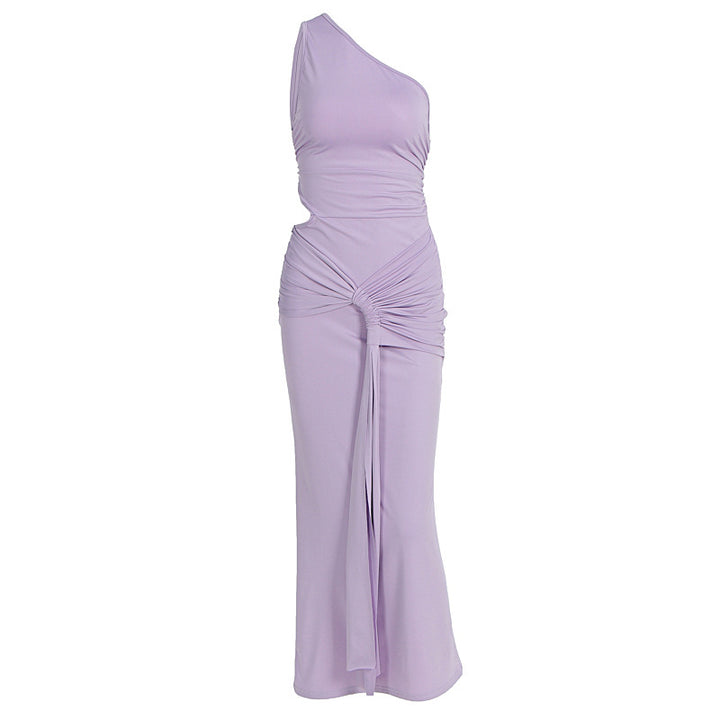 Damen stilvolles Wickelkleid mit asymmetrischem Ausschnitt und Rüschendetails Drune