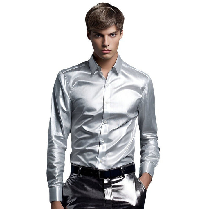 Herren elegante und glänzende Hemd Drune