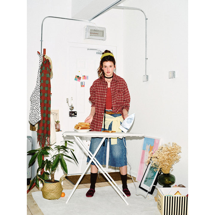 Herren Karierte Flanell-Hemdjacke im Oversized-Boxy-Schnitt mit Brusttasche Drune