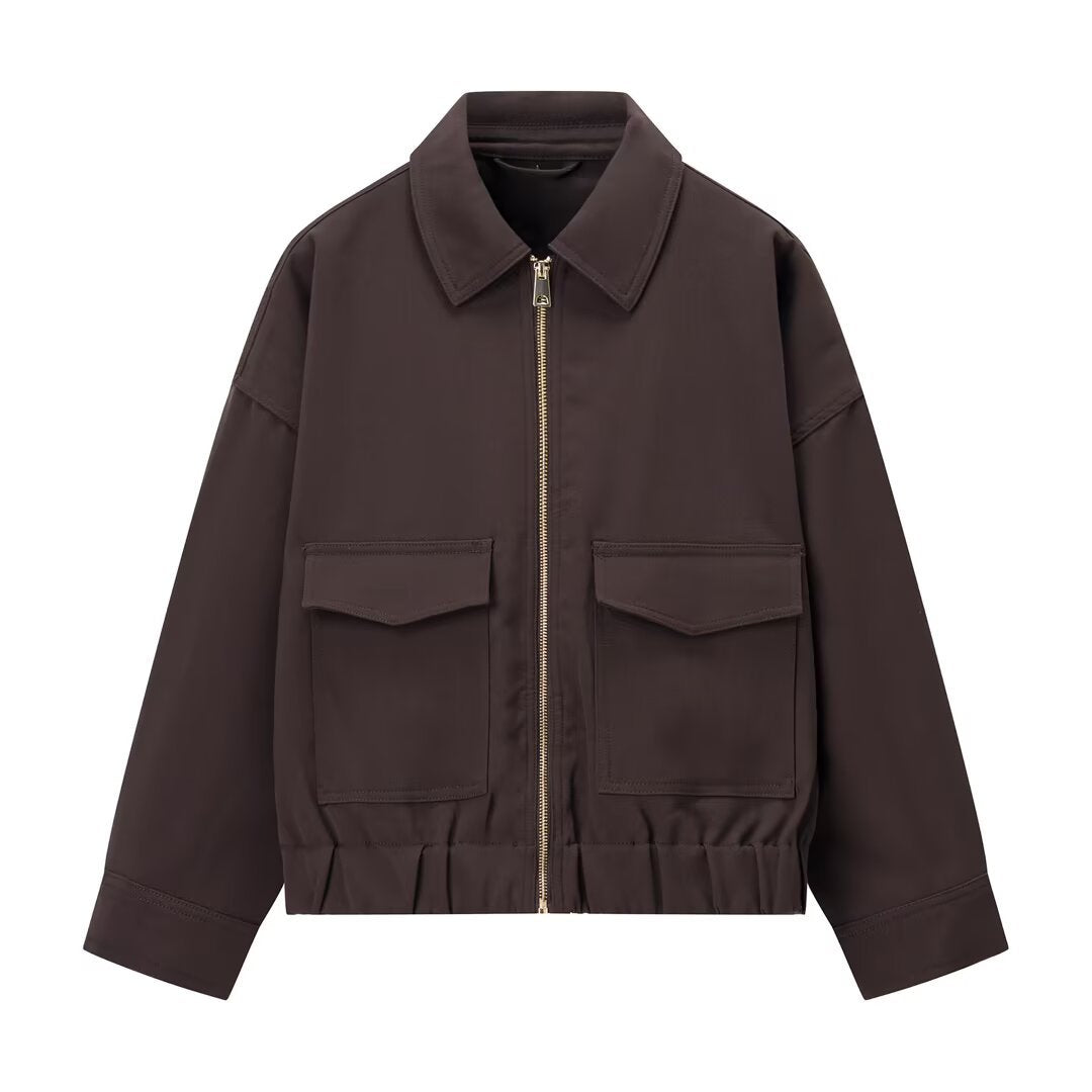Damen 20+ kaschierende Cropped‑Blousonjacke im Utility‑Look mit aufgesetzten Pattentaschen Drune