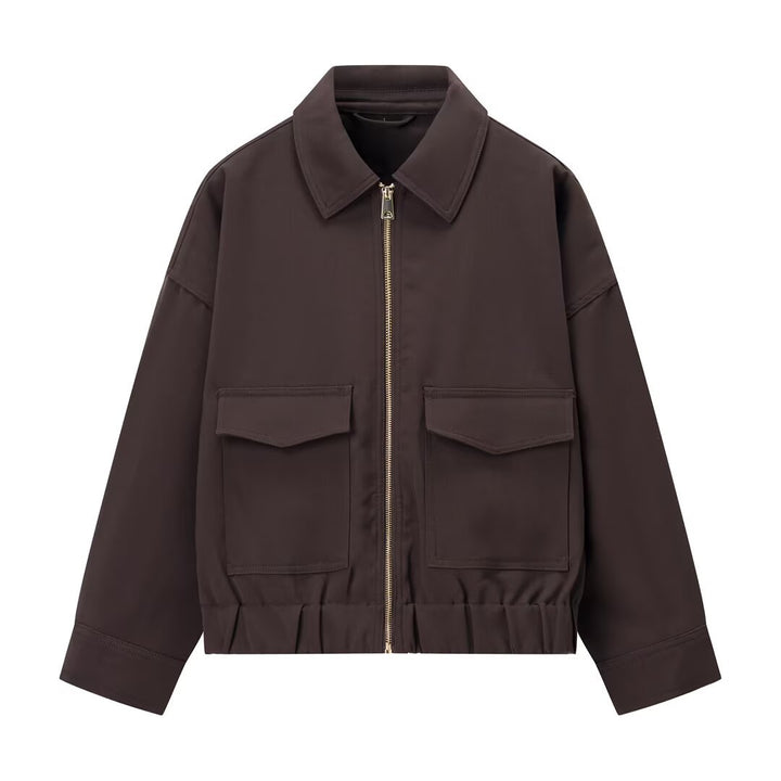 Damen 20+ kaschierende Cropped‑Blousonjacke im Utility‑Look mit aufgesetzten Pattentaschen Drune