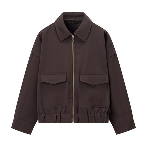 Damen 20+ kaschierende Cropped‑Blousonjacke im Utility‑Look mit aufgesetzten Pattentaschen Drune