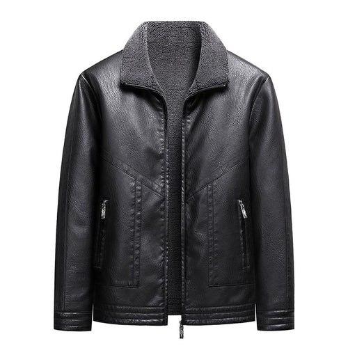 Herren Elegante Kunstlederjacke mit hohem Kragen Drune