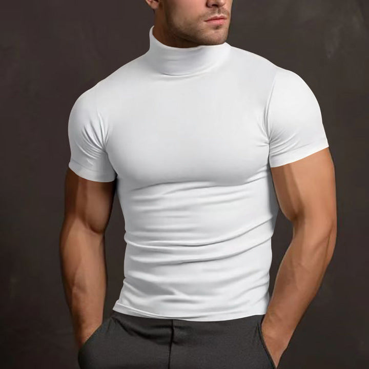 Herren nan körperbetontes elastisches Kurzarm-Rollkragenoberteil Drune
