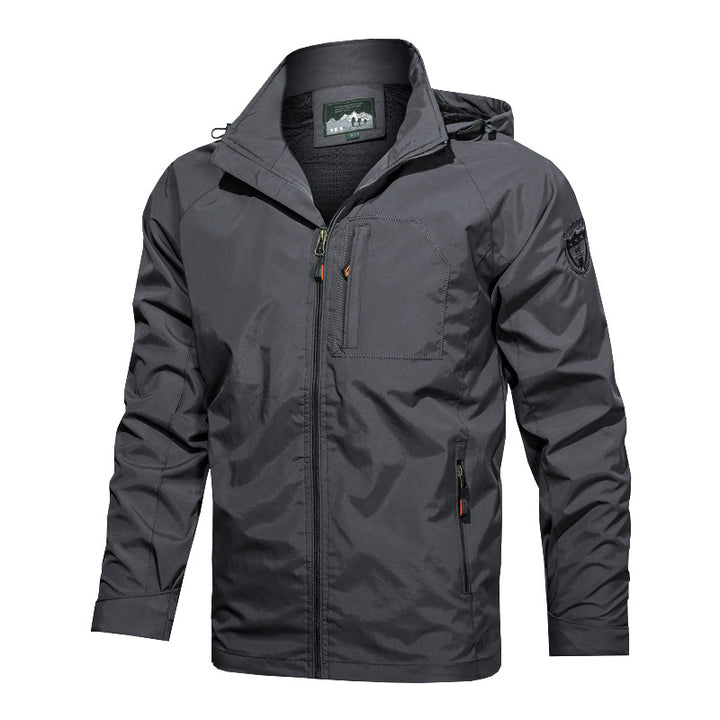 Herren nan leichte wasserabweisende Softshell Outdoorjacke mit Kapuze Brusttasche Drune