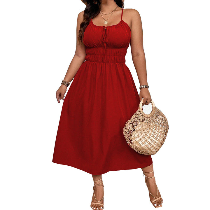 Damen Maxikleid mit verstellbaren Trägern und elastischem Bund Drune