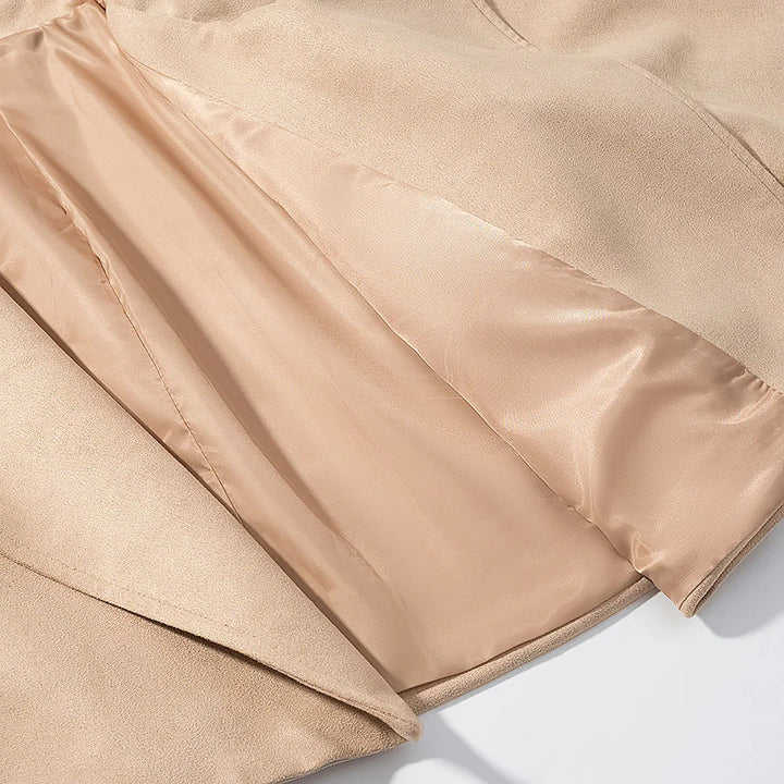 Damen nan cropped Mantelblazer im Velours‑Look mit breitem Revers und Taillengürtel Drune