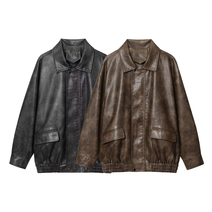 Damen elegante Kunstlederjacke Drune