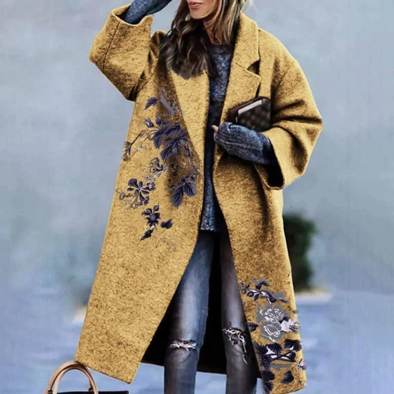 Damen Oversized Mantel mit floralem Design Drune