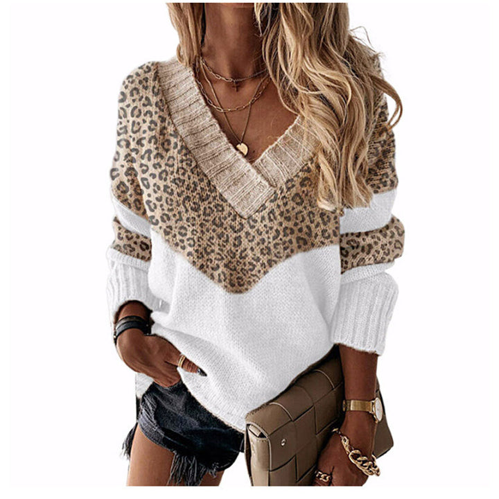 Damen nan V-Ausschnitt Strickpullover mit Chevron-Muster und Oversize-Schnitt Drune