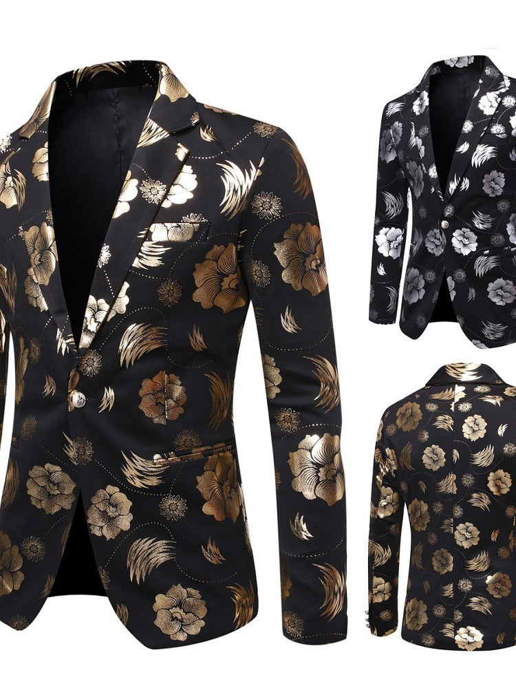 Herren eleganter Blazer mit luxuriösem Blumenmuster Drune