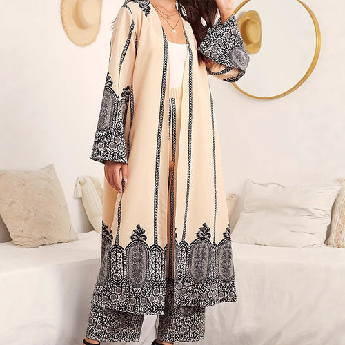 Damen langer Kimono mit filigranem Muster Drune