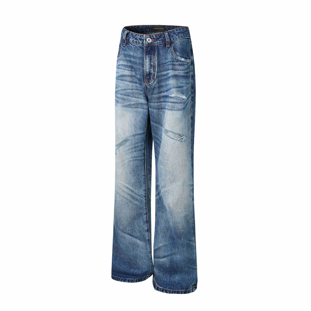 Damen Hochgeschnittene Jeans mit weitem Bein, Destroyed‑Look und Fünf‑Taschen‑Schnitt Drune
