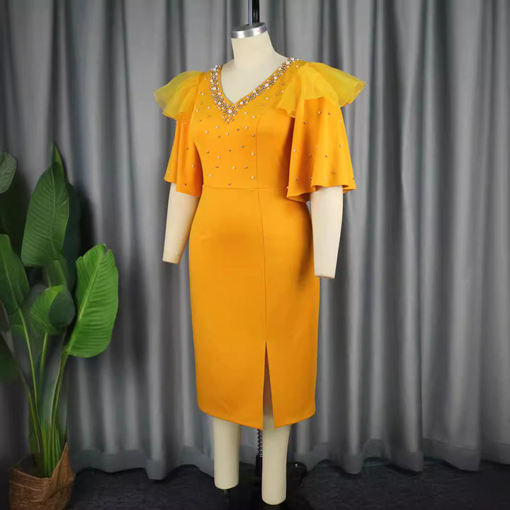 Damen Elegantes Cocktailkleid mit funkelnden Applikationen Drune