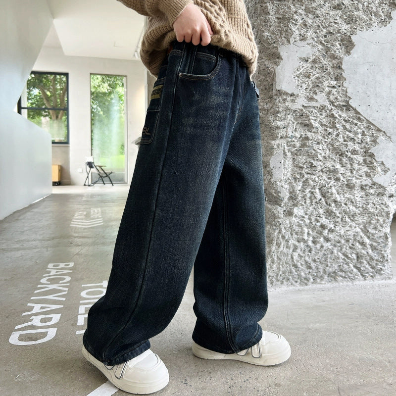 Unisex lässige weit geschnittene Jeans mit praktischen Seitentaschen Drune