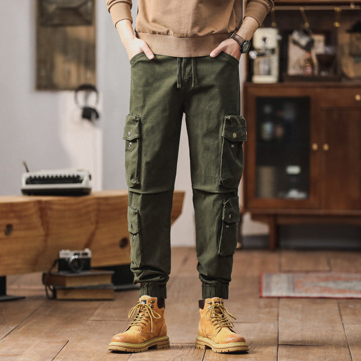 Herren lockere Cargo-Jogginghose mit Multifunktionstaschen, Kordelzug und elastischen Bündchen Drune