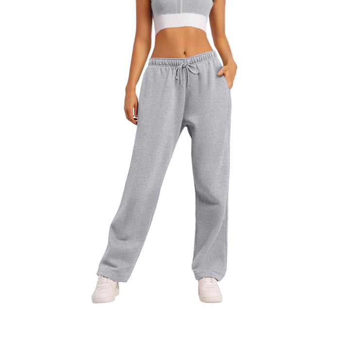 Damen nan weite High‑Waist Loungewear‑Jogginghose mit elastischem Bund Kordelzug und Seitentaschen Drune