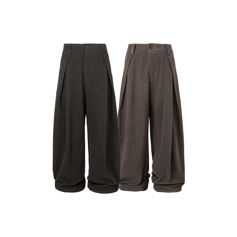 Damen Weite Palazzo-Hose mit hoher Taille, Kellerfalten und umgeschlagenem Saum Drune