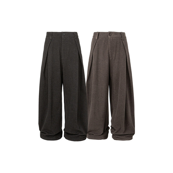 Damen Weite Palazzo-Hose mit hoher Taille, Kellerfalten und umgeschlagenem Saum Drune