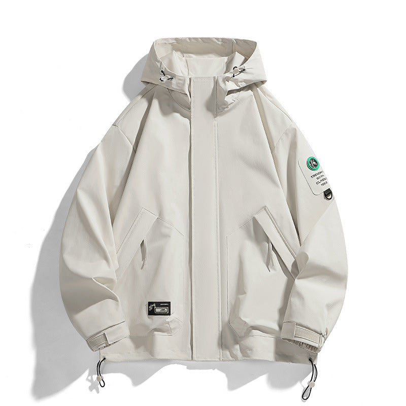Herren Oversize-Utility-Kapuzenjacke mit verstellbarem Saum, verdecktem Reißverschluss und Multifunktions-Taschen Drune