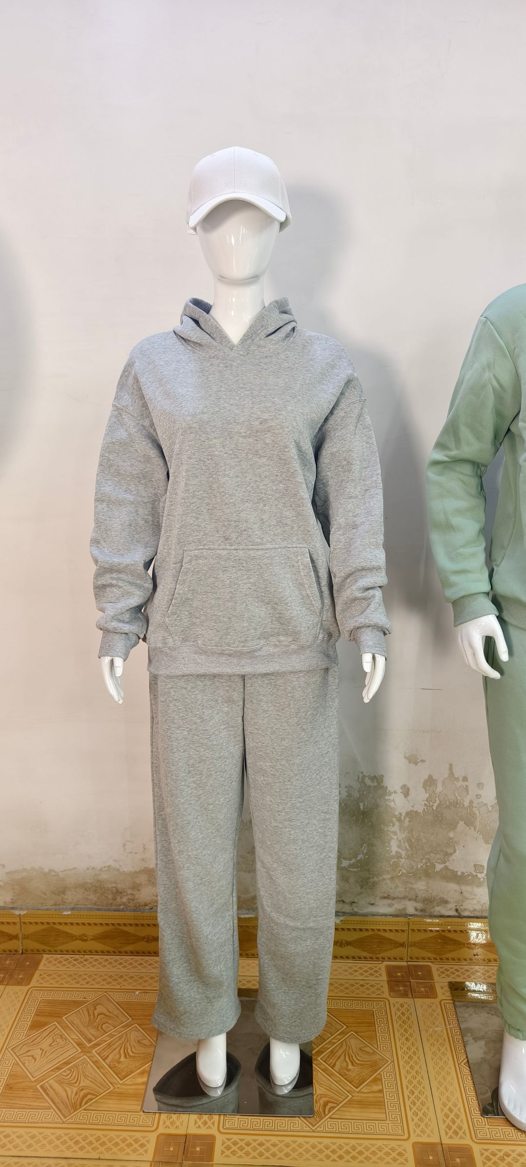 Damen nan zweiteiliges Freizeit-Lounge-Set mit Kapuzenpullover, Kängurutasche und gerader Loungehose aus weichem Baumwollmix Drune
