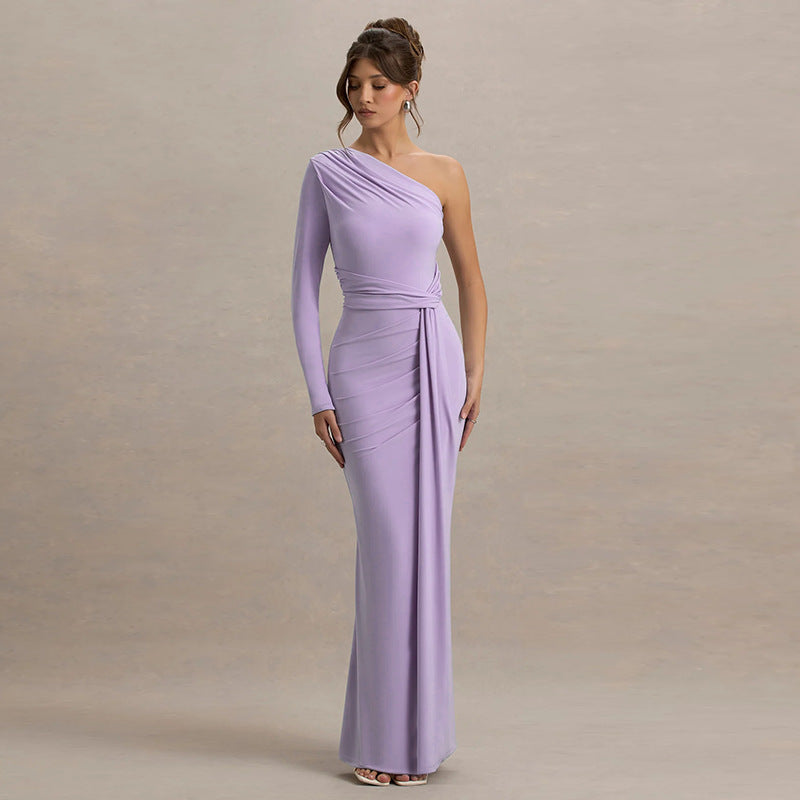Damen Elegantes asymmetrisches Maxikleid mit Wickeldetail Drune