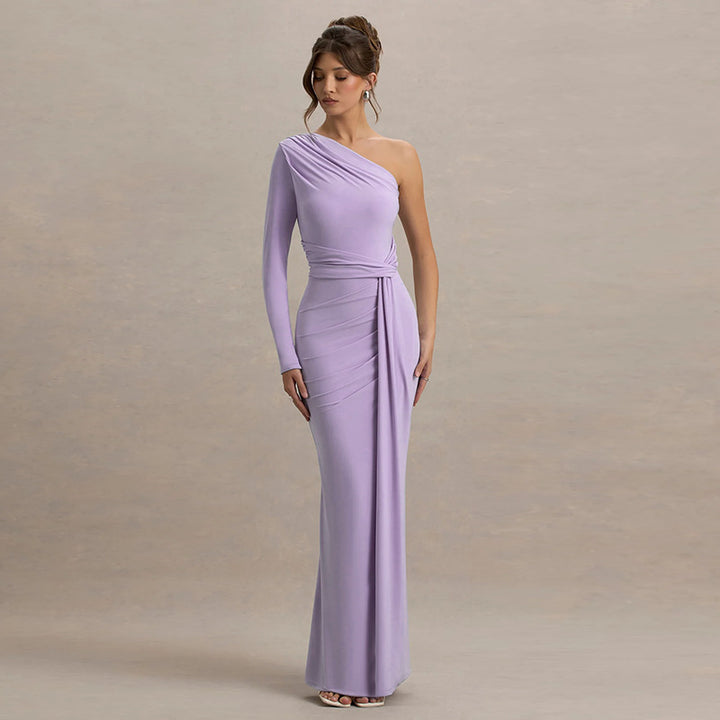 Damen Elegantes asymmetrisches Maxikleid mit Wickeldetail Drune