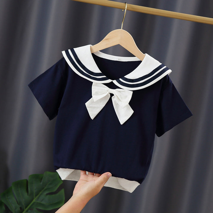 Mädchen Matrosen-T-Shirt mit Schleifendetail Drune