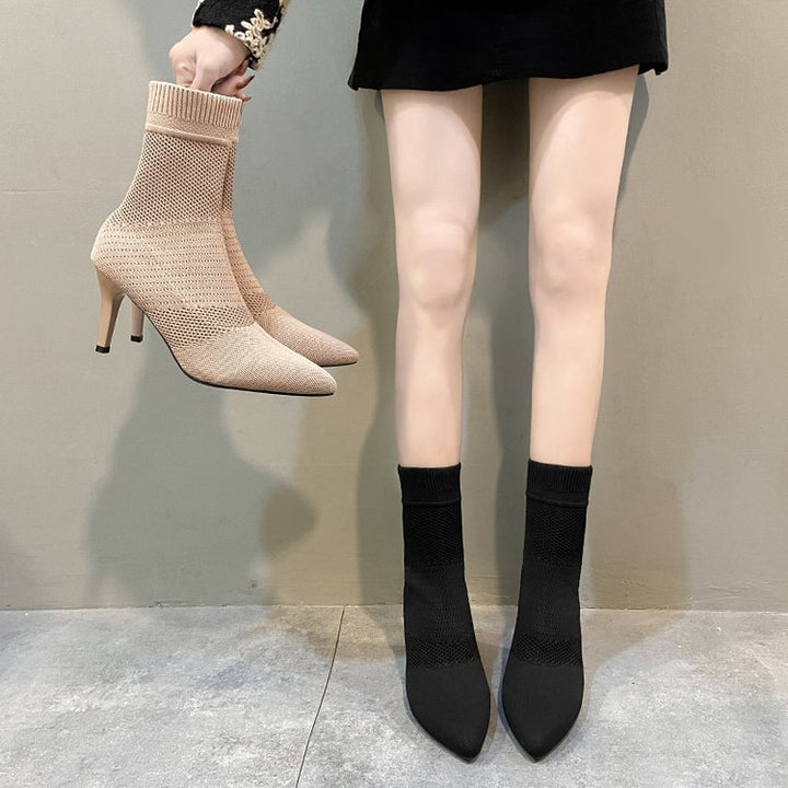 Damen Stiefeletten mit elastischem Strickoberteil und elegantem Absatz Drune