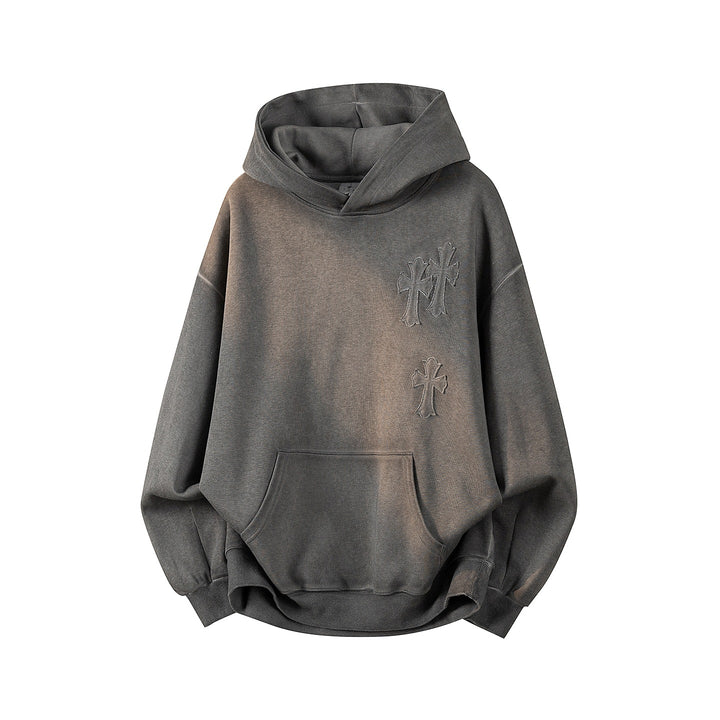 Unisex Oversize Kapuzenpullover mit handschriftlichem Grafik-Print, Kängurutasche & geripptem Saum Drune