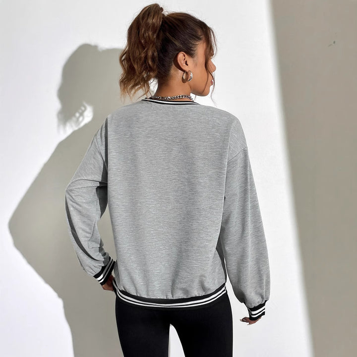Damen lässiger Sweatshirt mit aufgedrucktem Hawaii-Motiv und überschnittenen Ärmeln Drune