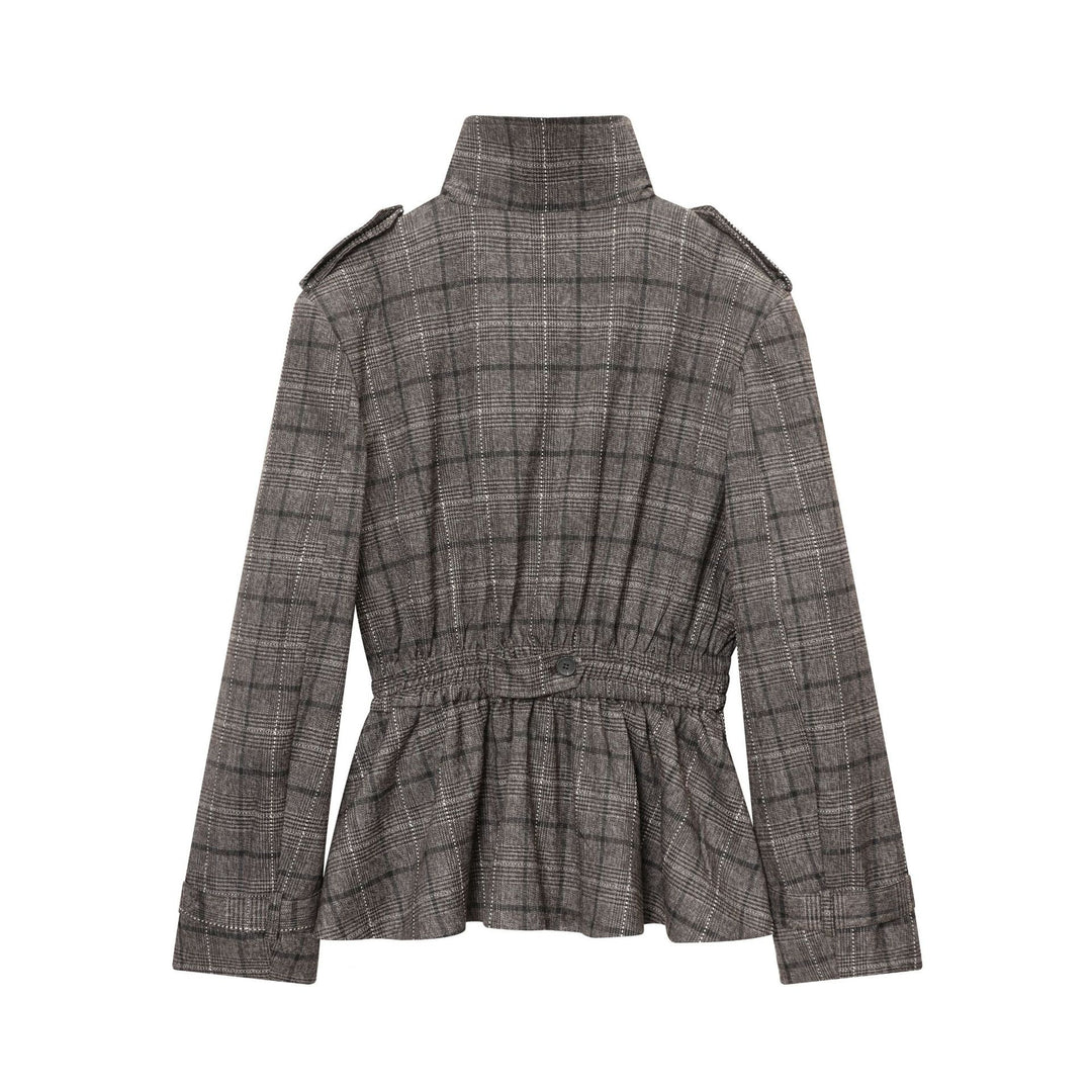 Damen nan Glencheck-Hose mit hoher Taille, weitem Bein, Bügelfalte und verdeckter Frontleiste Drune