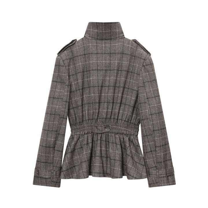 Damen nan Glencheck-Hose mit hoher Taille, weitem Bein, Bügelfalte und verdeckter Frontleiste Drune