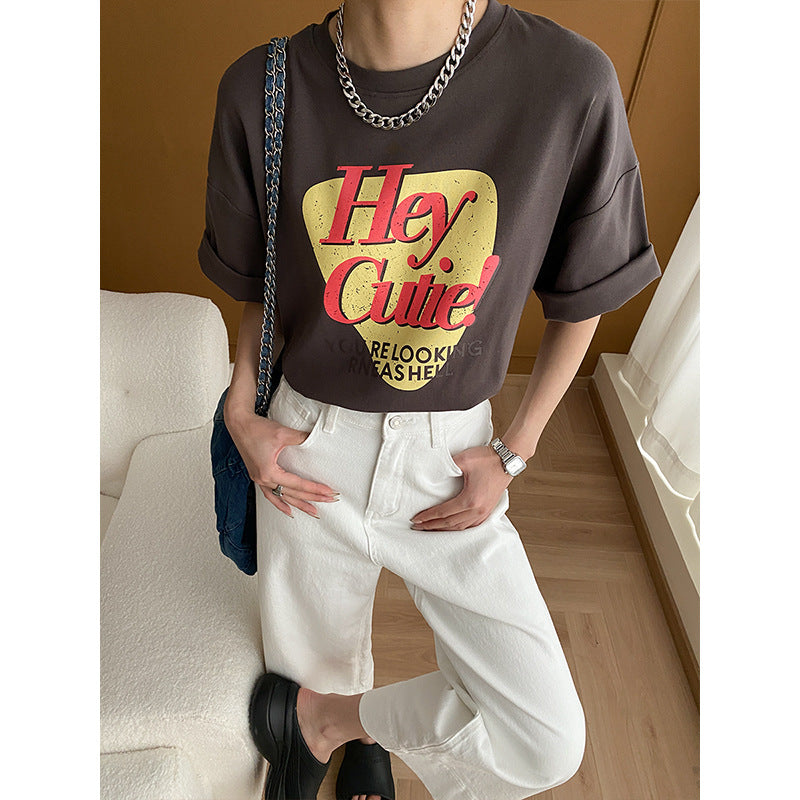 Damen lässiges T-Shirt mit auffälligem Print und kurzer Ärmeln Drune