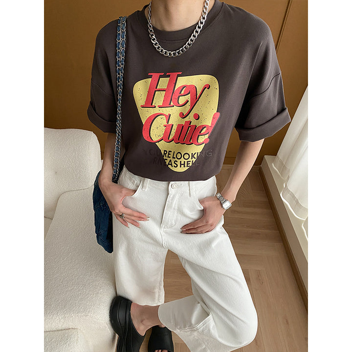 Damen lässiges T-Shirt mit auffälligem Print und kurzer Ärmeln Drune