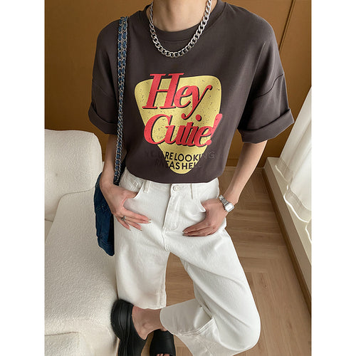 Damen lässiges T-Shirt mit auffälligem Print und kurzer Ärmeln Drune