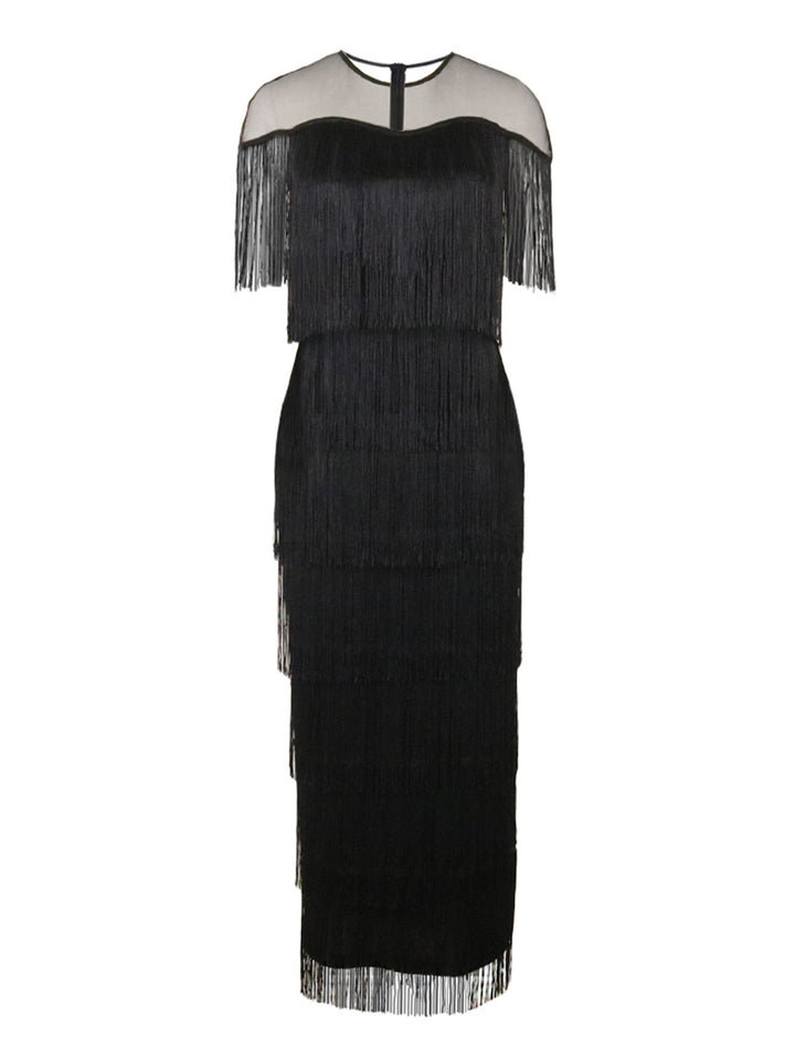 Damen Maxikleid mit Fransen Drune