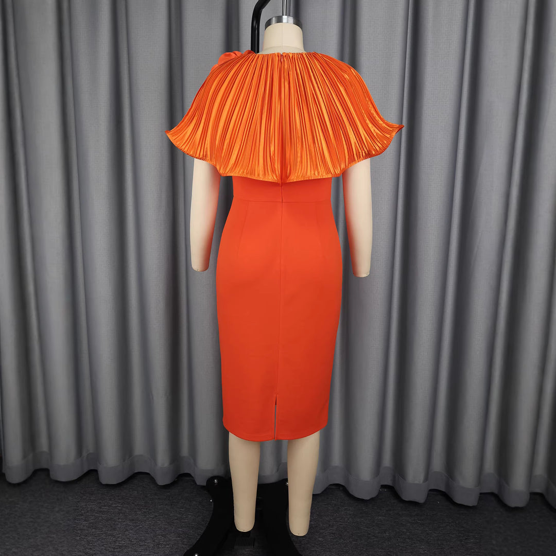 Damen figurbetontes Cocktailkleid mit drapiertem Volant und floraler Applikation Drune