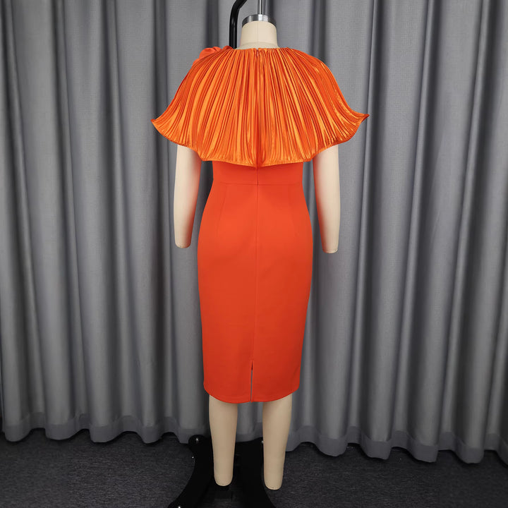Damen figurbetontes Cocktailkleid mit drapiertem Volant und floraler Applikation Drune