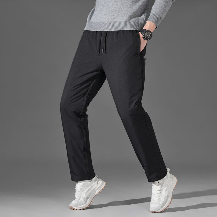 Herren leichte Travel-Jogginghose mit elastischem Bund, Kordelzug, verdeckten Reißverschlusstaschen und geradem Bein Drune
