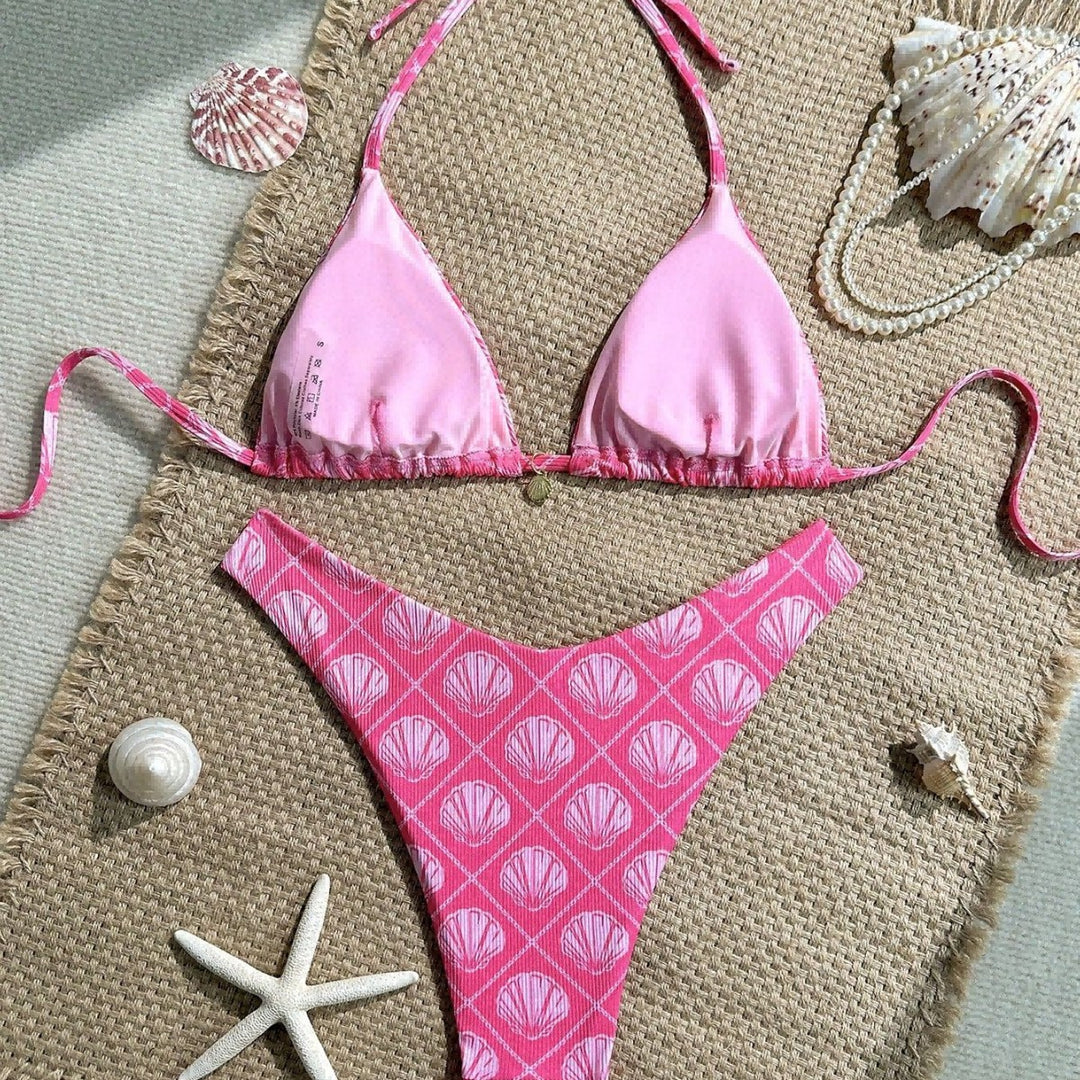 Damen Triangel-Bikini mit maritimem Muschel-Muster Drune