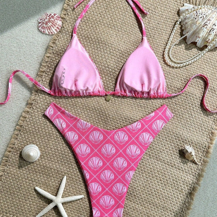 Damen Triangel-Bikini mit maritimem Muschel-Muster Drune