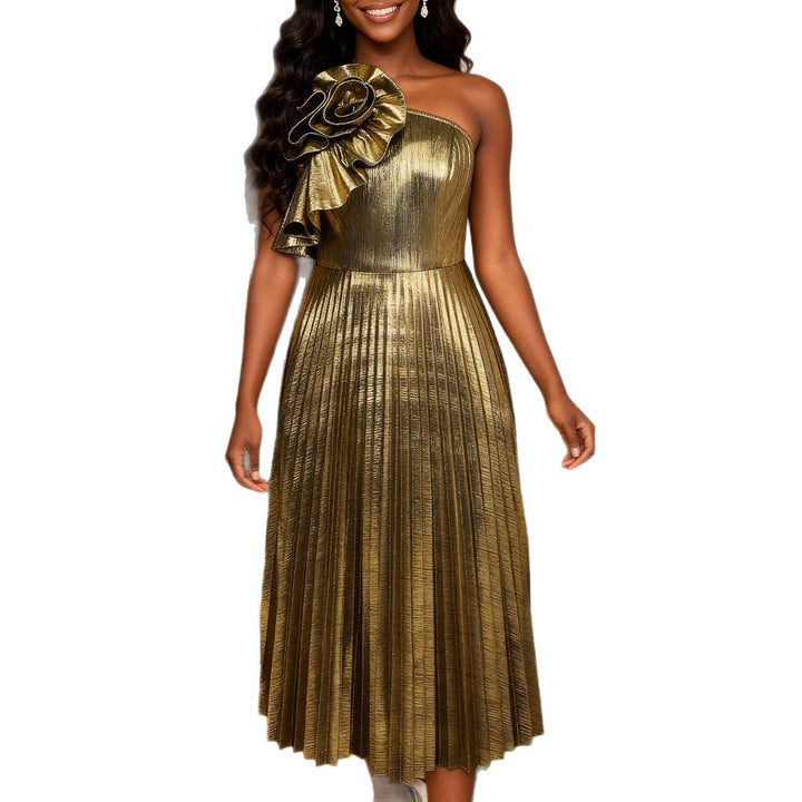 Damen Glamouröses und plissiertes Abendkleid Drune