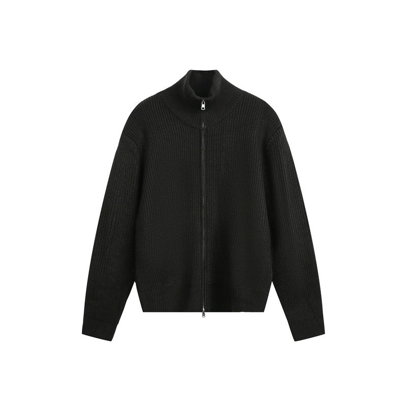 Damen Grobstrick-Zipjacke mit Stehkragen und Zwei-Wege-Reißverschluss Drune