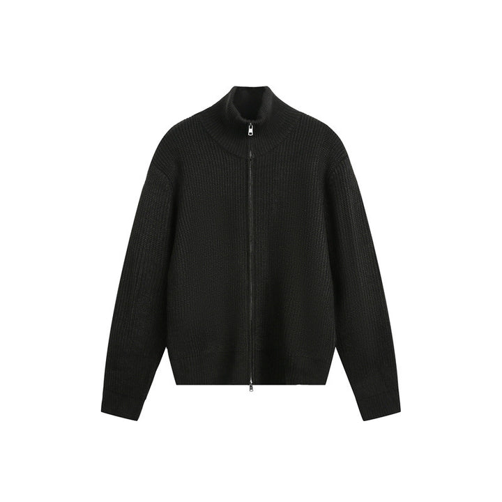 Damen Grobstrick-Zipjacke mit Stehkragen und Zwei-Wege-Reißverschluss Drune