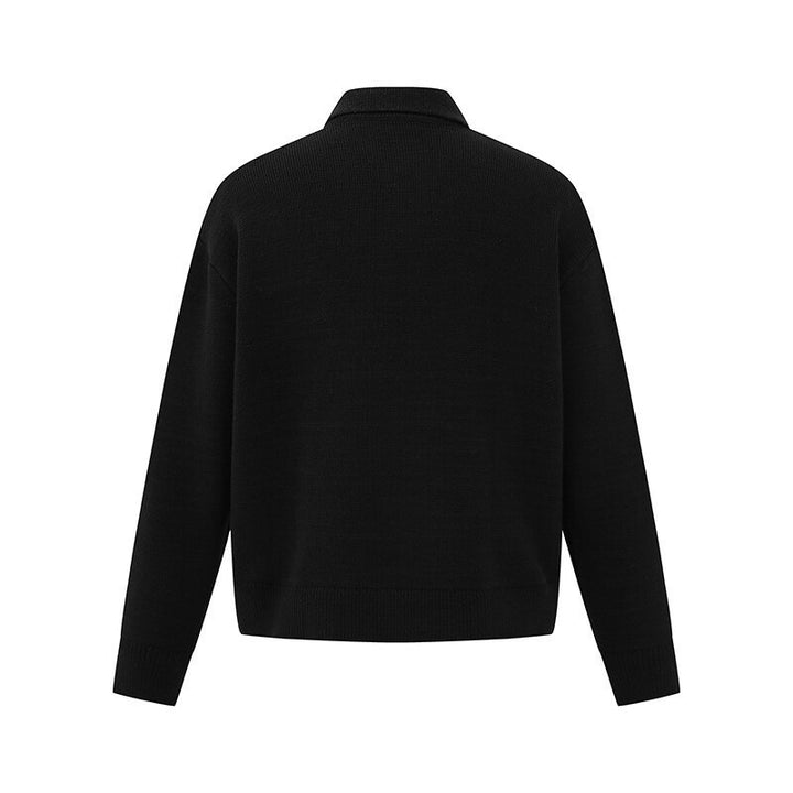 Herren Boxy-Strickpullover mit Polokragen und halber Knopfleiste Drune