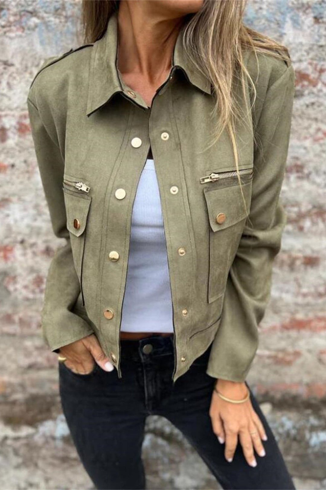 Drune | Metallreißverschluss Revers Langarmjacke