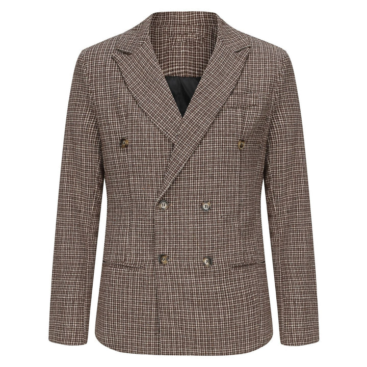Herren nan zweireihiger strukturierter Wollmix-Blazer mit Peak-Revers und tailliertem Schnitt Drune