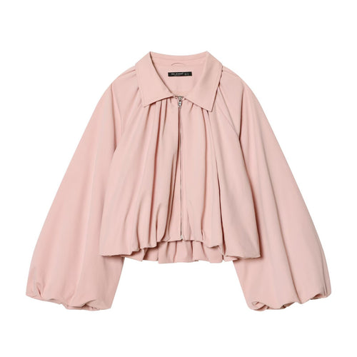Damen modische Blousonjacke mit voluminösen Ärmeln und Reißverschluss Drune