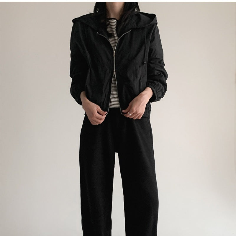 Damen lässige Übergangsjacke mit Kapuze und elastischen Bündchen Drune